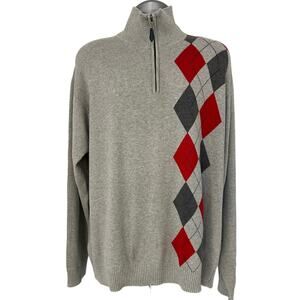 NWOT Nautica Argyle Quarter Zip Cotton Sweater Size XXL